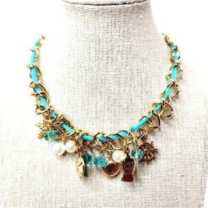 NEW PERIWINKLE BY BARLOW NECKLACE GOLD AQUA COASTAL BEACH PEARLS VACATION